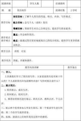 教案(简历的制作)2
