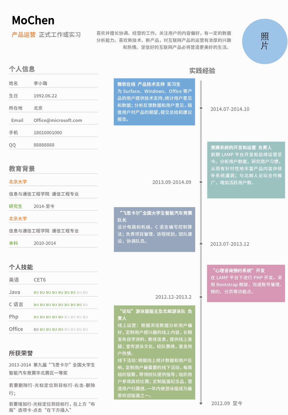 简历制作简历模板运营简历模板